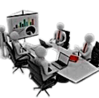 a group of people sitting at a conference table